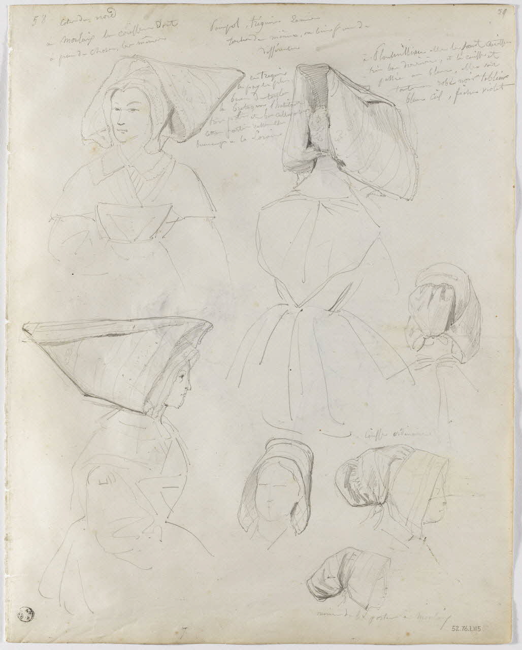 Lalaisse François Hippolyte carnet de dessins Morlaix  Paimpol  Tréguier  Lannion  Ploumilliau Bretagne, France 1844 1952.76.1.115 Photo RMN-Grand Palais (Mucem)