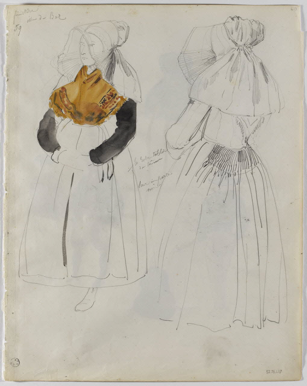 Lalaisse François Hippolyte carnet de dessins Batzienne Bretagne, France 1844 1952.76.1.117 Photo RMN-Grand Palais (Mucem)