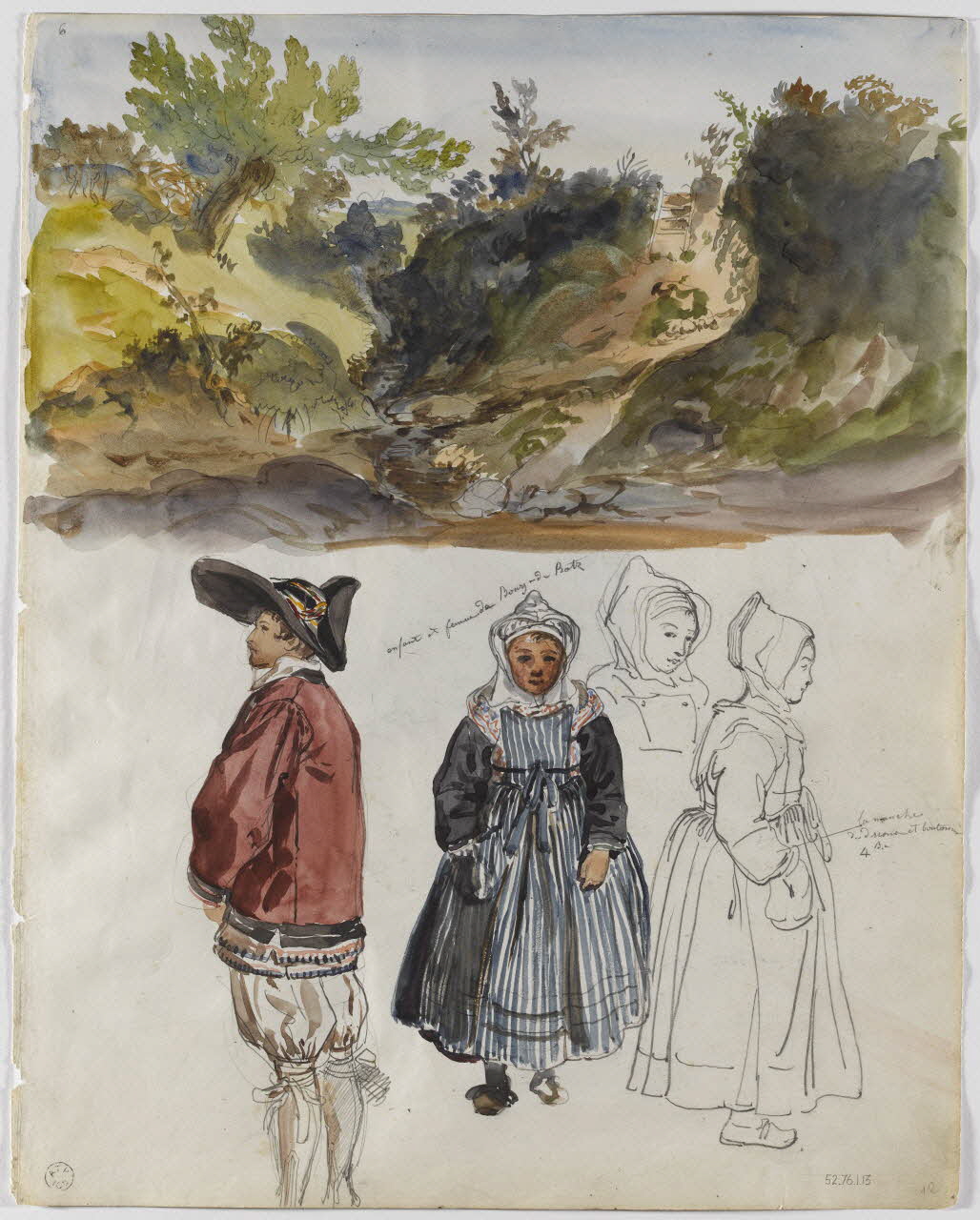 Lalaisse François Hippolyte carnet de dessins Paysage Pays-de-Loire, France 1843 1952.76.1.13 Photo RMN-Grand Palais (Mucem)