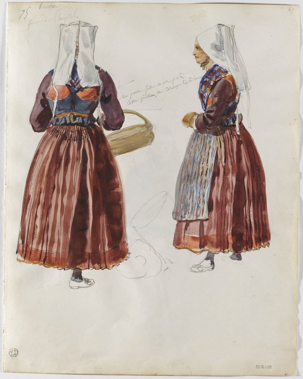 Lalaisse François Hippolyte carnet de dessins femme de Plougastel Bretagne, France 1844 1952.76.1.132  Photo RMN-Grand Palais (Mucem)