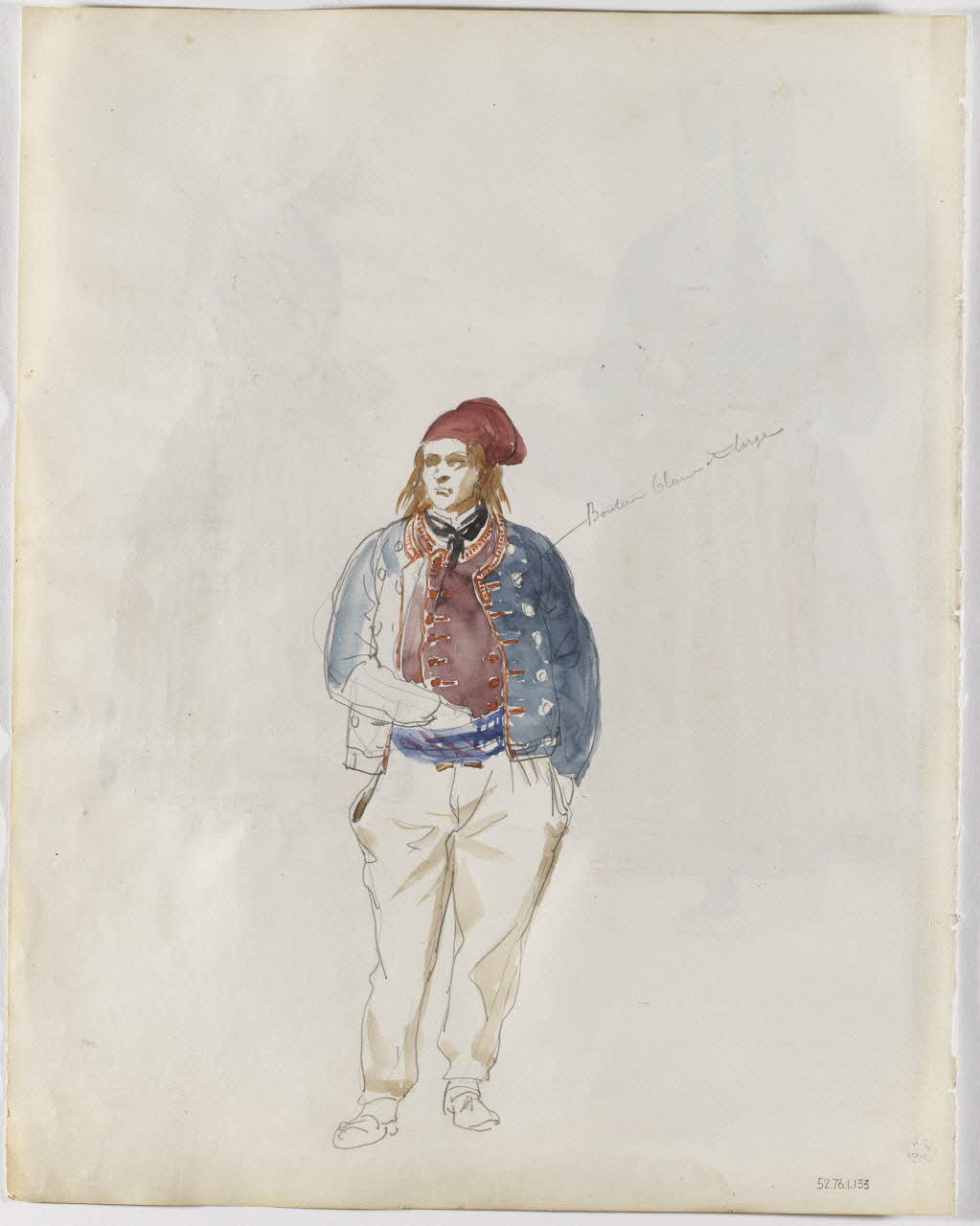 Lalaisse François Hippolyte carnet de dessins Homme de Plougastel Bretagne, France 1844 1952.76.1.133 Photo RMN-Grand Palais (Mucem)
