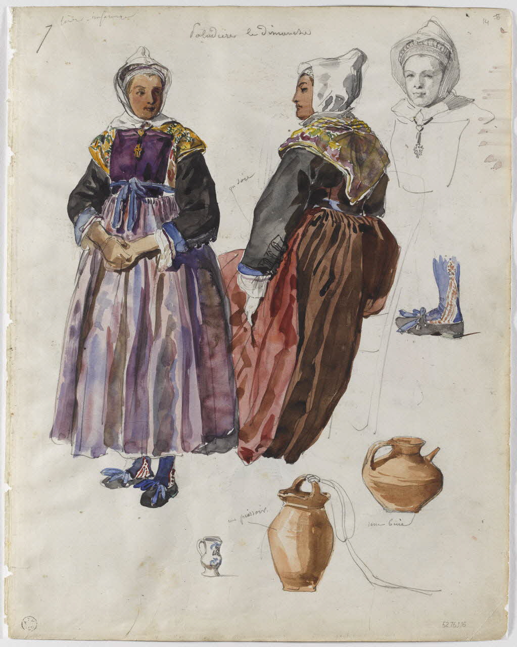 Lalaisse François Hippolyte carnet de dessins Paludière le dimanche Pays-de-Loire, France 1843 1952.76.1.15 Photo RMN-Grand Palais (Mucem)