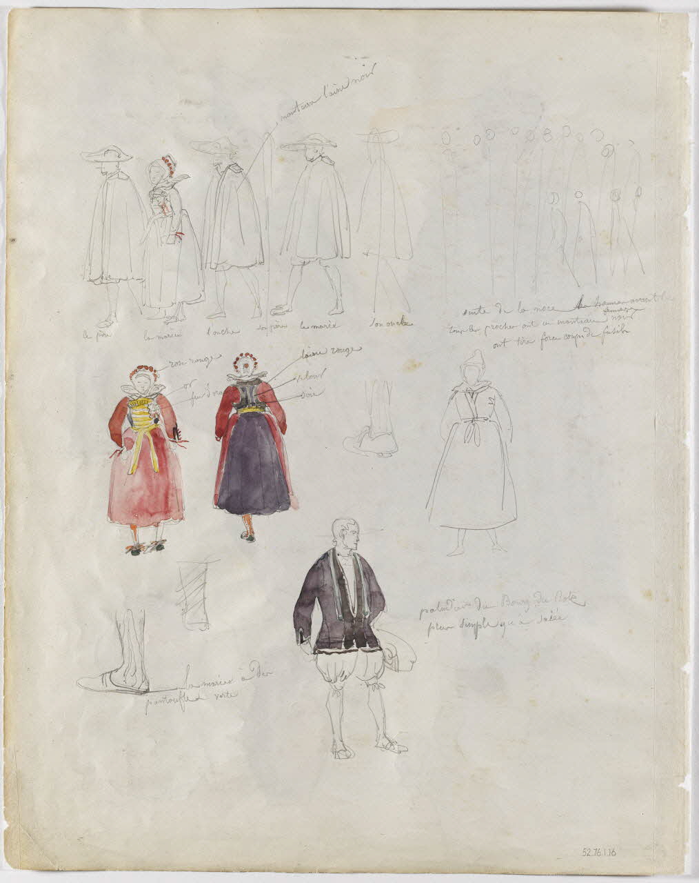 Lalaisse François Hippolyte carnet de dessins Cortège de mariage à Bourg-de-Batz Pays-de-Loire, France 1843 1952.76.1.16 Photo RMN-Grand Palais (Mucem)