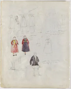 Lalaisse François Hippolyte carnet de dessins Cortège de mariage à Bourg-de-Batz Pays-de-Loire, France 1843 1952.76.1.16 Photo RMN-Grand Palais (Mucem)