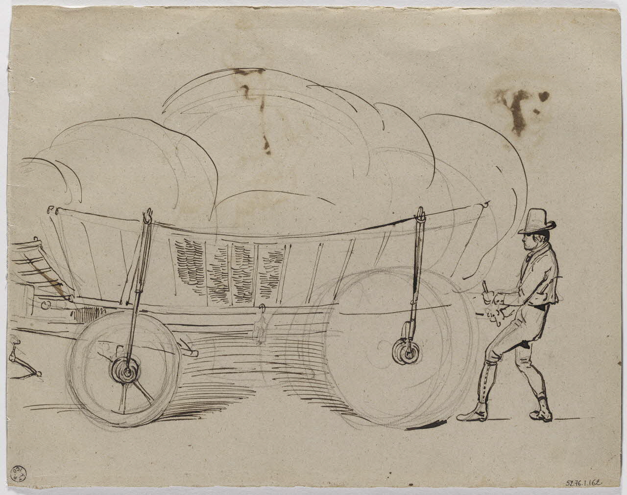 Lalaisse François Hippolyte carnet de dessins Charrette bavaroise Bavière, Allemagne 1851-1860 1952.76.1.162 Photo RMN-Grand Palais (Mucem)