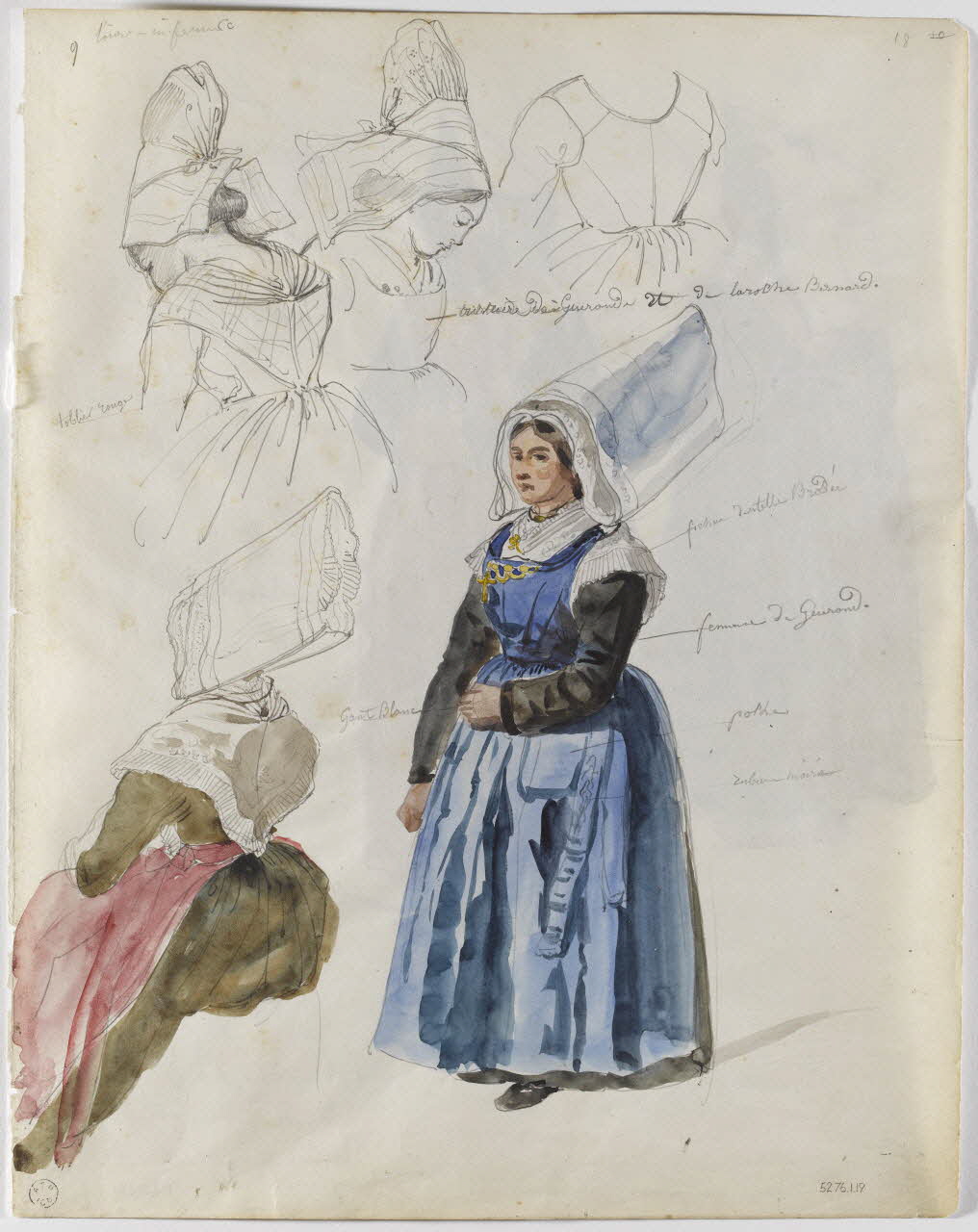 Lalaisse François Hippolyte carnet de dessins ouvrières de Guérande et de laroche Bernard Bretagne, France 1843 1952.76.1.19 Photo RMN-Grand Palais (Mucem)