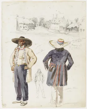 Lalaisse François Hippolyte carnet de dessins Paysans du Morbihan Bretagne, France 1843 1952.76.1.21 Photo RMN-Grand Palais (Mucem)/ Franck Raux