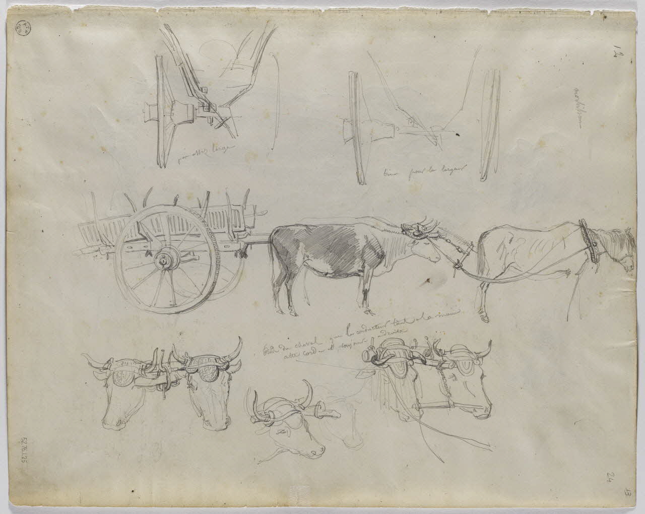 Lalaisse François Hippolyte carnet de dessins Attelages Bretagne, France 1843 1952.76.1.25 Photo RMN-Grand Palais (Mucem)