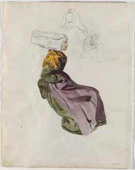 Lalaisse François Hippolyte carnet de dessins paysanne de Josselin Bretagne, France 1843 1952.76.1.31 Photo RMN-Grand Palais (Mucem)