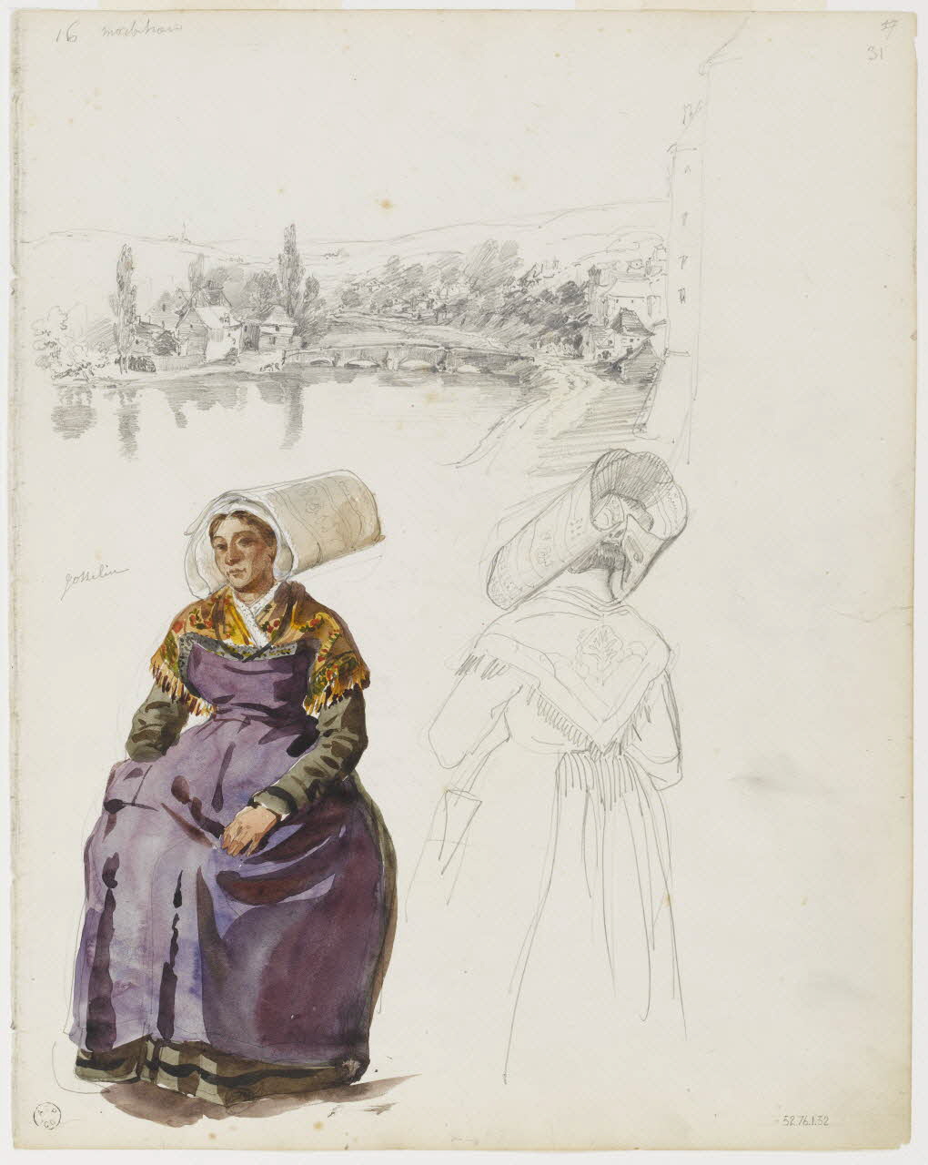 Lalaisse François Hippolyte carnet de dessins Josselinaise Bretagne, France 1843 1952.76.1.32 Photo RMN-Grand Palais (Mucem)