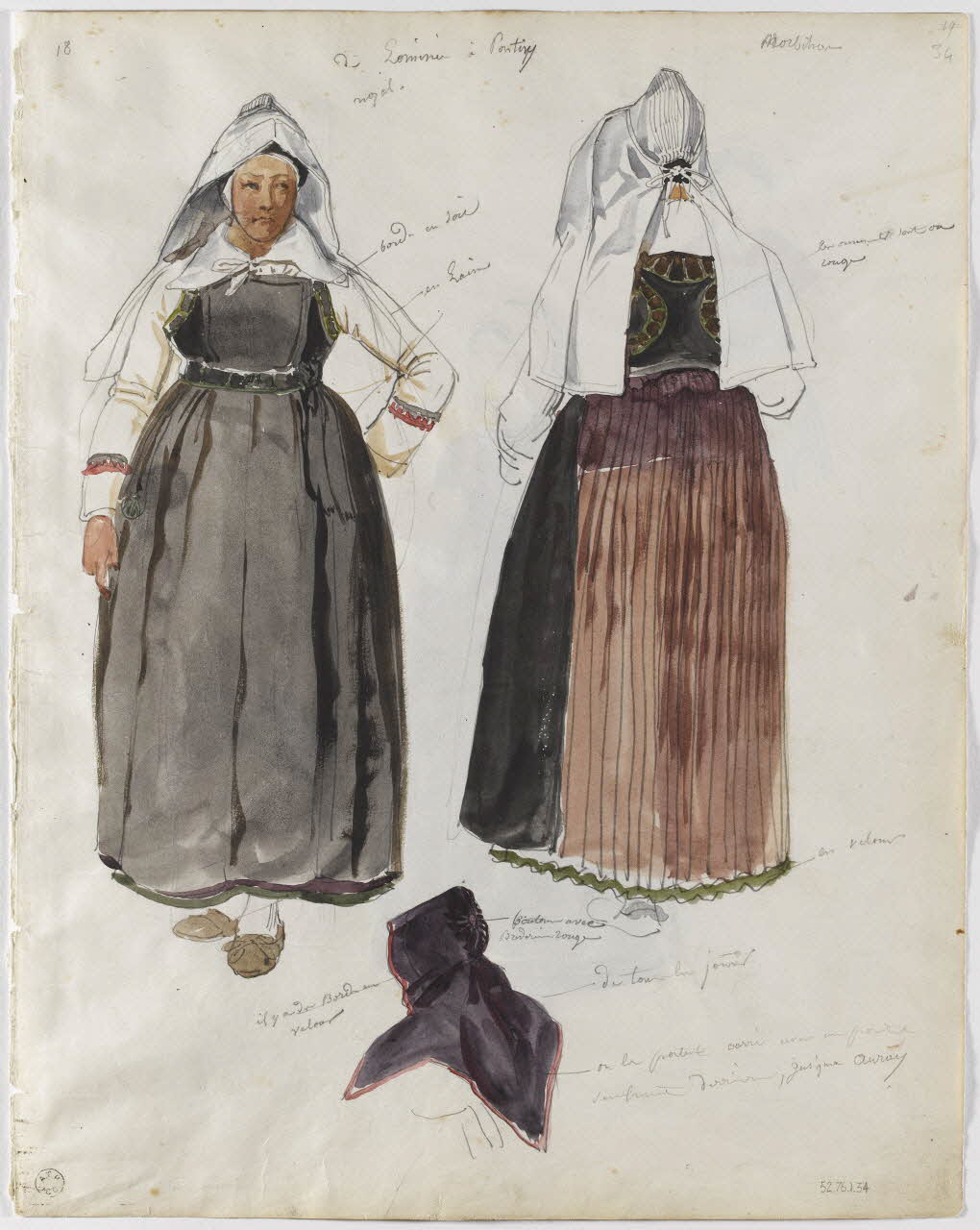 Lalaisse François Hippolyte carnet de dessins Morbihannaise Bretagne, France 1843 1952.76.1.34 Photo RMN-Grand Palais (Mucem)/ Franck Raux