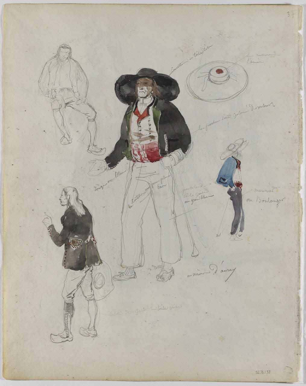 Lalaisse François Hippolyte carnet de dessins Alréens Bretagne, France 1843 1952.76.1.37 Photo RMN-Grand Palais (Mucem)/ Franck Raux