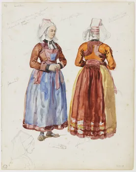 Lalaisse François Hippolyte carnet de dessins Femmes de Guémené-sur-Scorff Bretagne, France 1843 1952.76.1.45 Photo RMN-Grand Palais (Mucem)