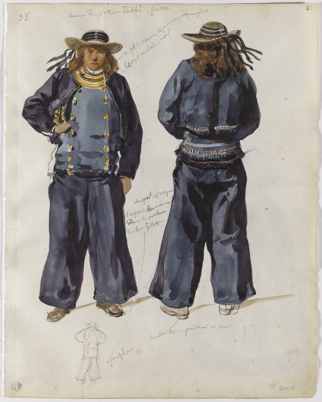 Lalaisse François Hippolyte carnet de dessins homme de Pont-l'Abbé, finistère Bretagne, France 1843 1952.76.1.67 Photo RMN-Grand Palais (Mucem)