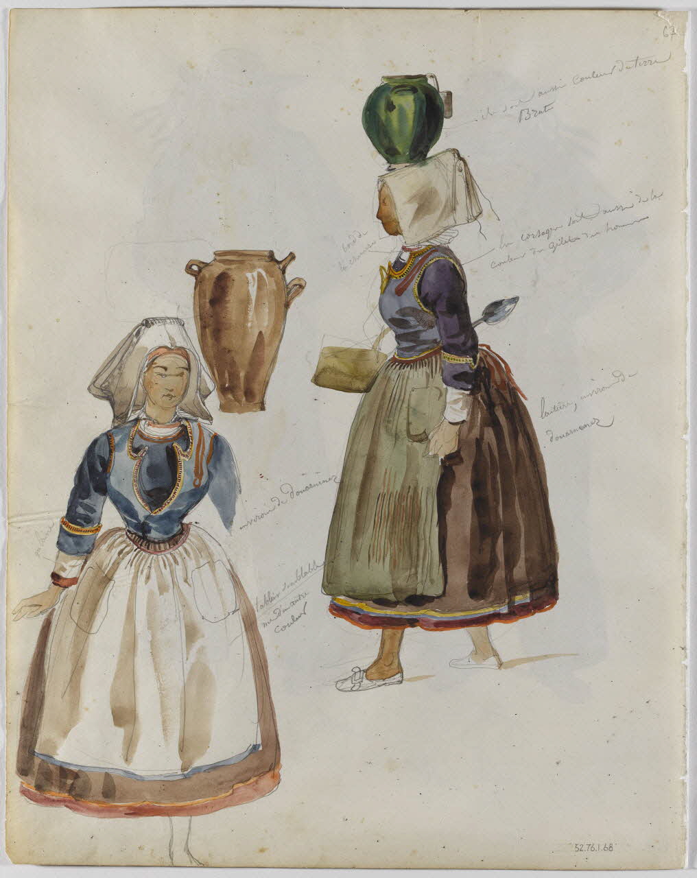 Lalaisse François Hippolyte carnet de dessins laitière, environ de  Douarnenez Bretagne, France 1843 1952.76.1.68 Photo RMN-Grand Palais (Mucem)