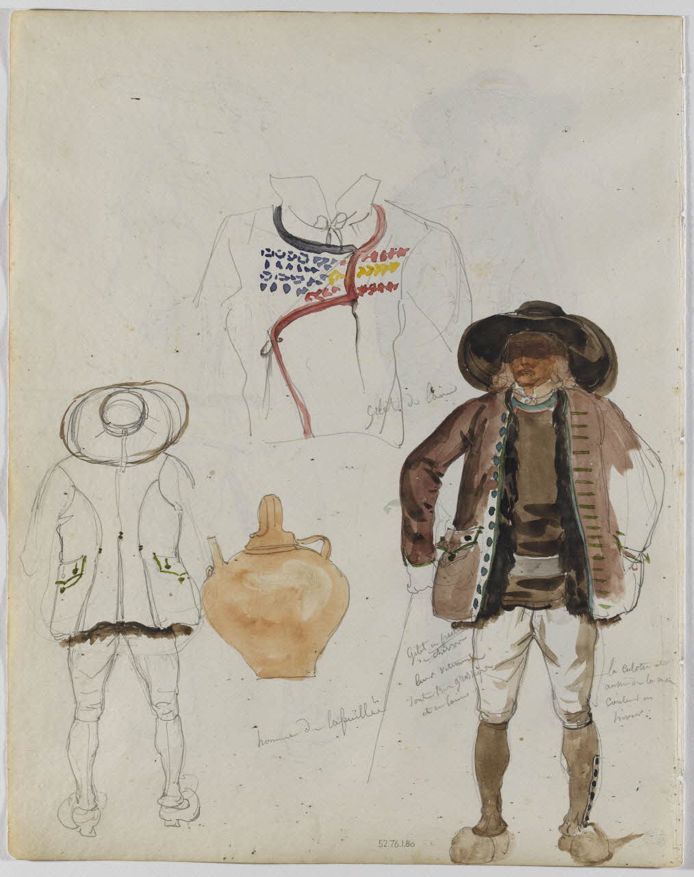Lalaisse François Hippolyte carnet de dessins homme de la Feuillée Bretagne, France 1843 1952.76.1.80 Photo RMN-Grand Palais (Mucem)