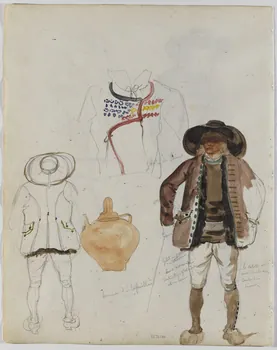 Lalaisse François Hippolyte carnet de dessins homme de la Feuillée Bretagne, France 1843 1952.76.1.80 Photo RMN-Grand Palais (Mucem)