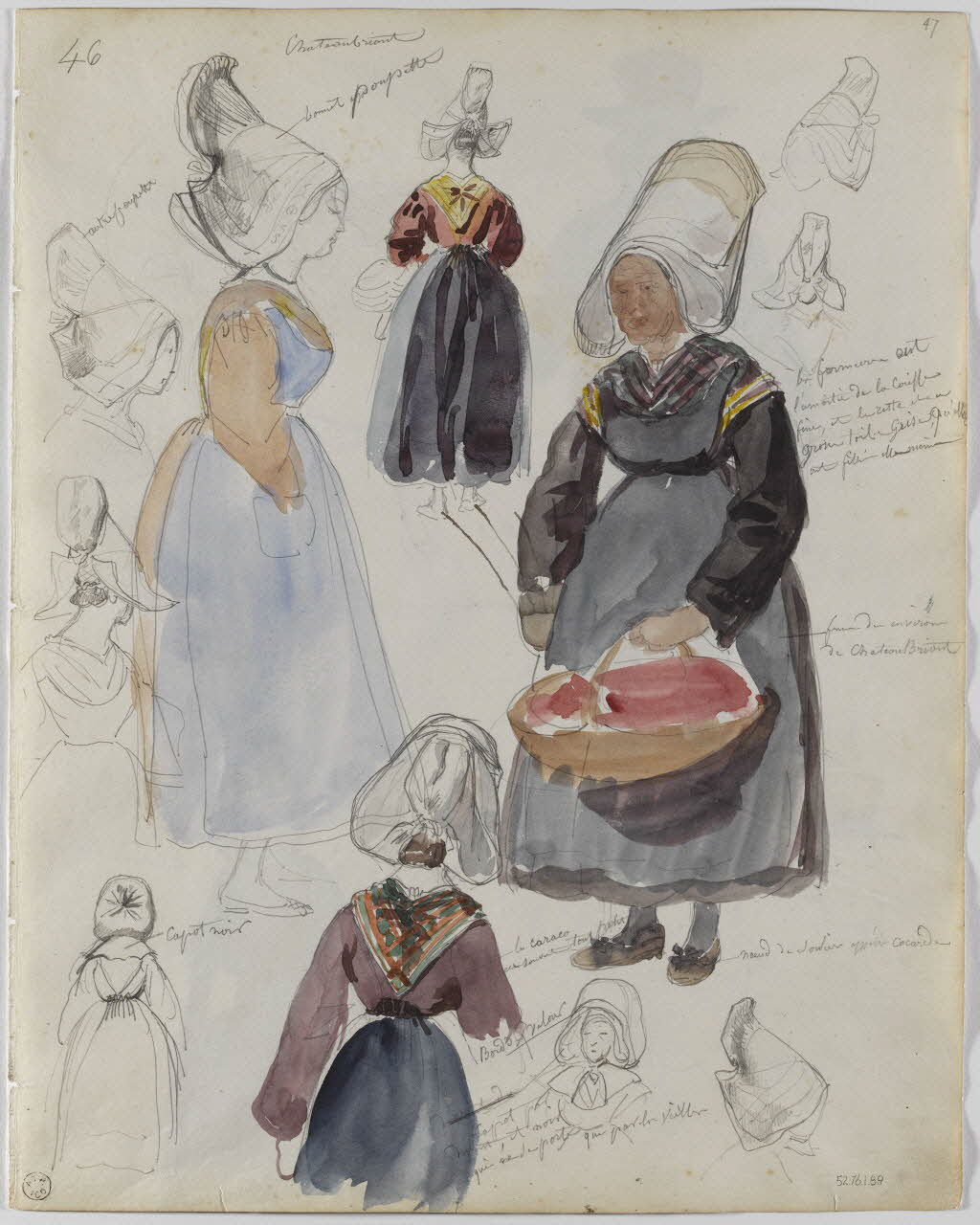 Lalaisse François Hippolyte carnet de dessins Castelbriantaises Pays-de-Loire, France 1844 1952.76.1.89 Photo RMN-Grand Palais (Mucem)