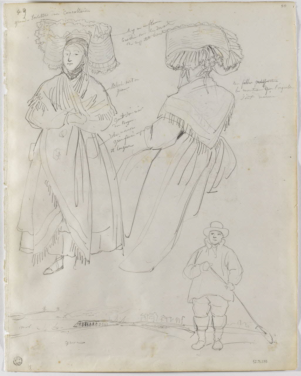 Lalaisse François Hippolyte carnet de dessins grande toilette des cancallaises Bretagne, France 1844 1952.76.1.95 Photo RMN-Grand Palais (Mucem)