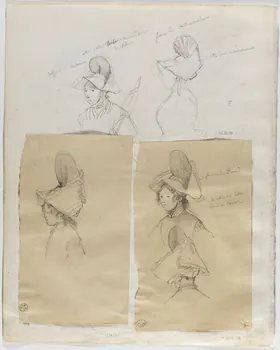 Lalaisse François Hippolyte carnet de dessins coiffe de Saint-Servan  femme de Saint-Malo  et des environs Bretagne, France 1844 1952.76.1.96 Photo RMN-Grand Palais (Mucem)