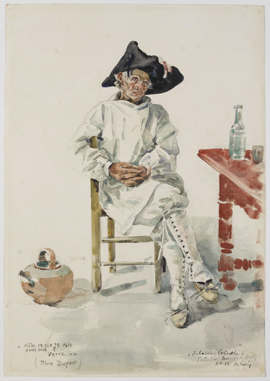 Toché Charles dessin Homme assis près d'une table en costume de paludier 1888 1963.113.2 Photo RMN-Grand Palais (Mucem)