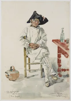 Toché Charles dessin Homme assis près d'une table en costume de paludier 1888 1963.113.2 Photo RMN-Grand Palais (Mucem)