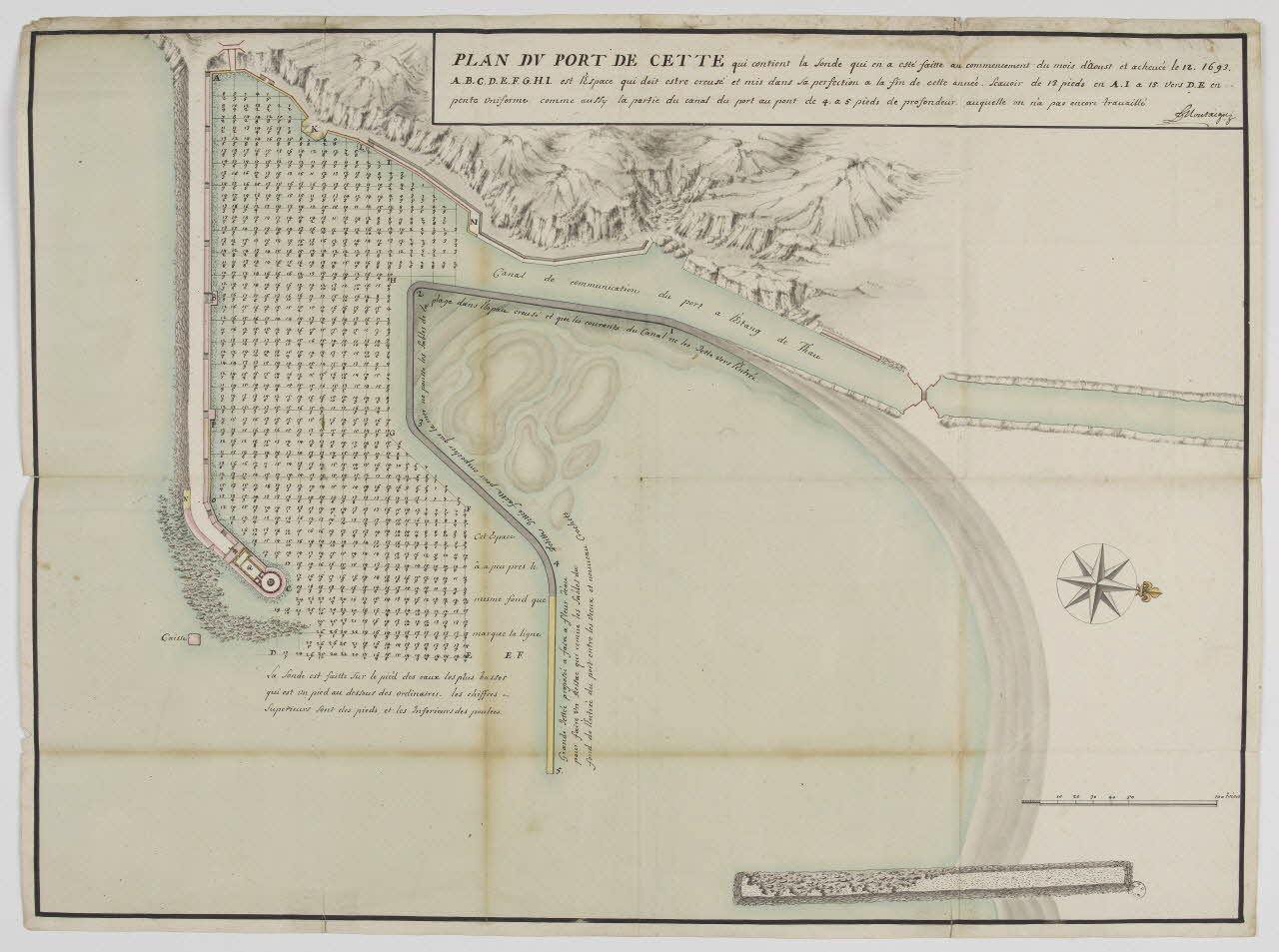 Montaiguz D. dessin PLAN DU PORT DE CETTE 1693 1963.63.2 Photo RMN-Grand Palais (Mucem)