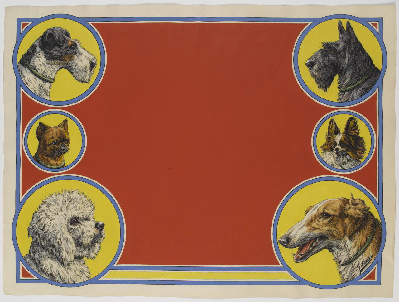 Gustave Soury dessin Têtes de chiens en médaillon 1944-1954 1967.116.740 Photo RMN-Grand Palais (Mucem)