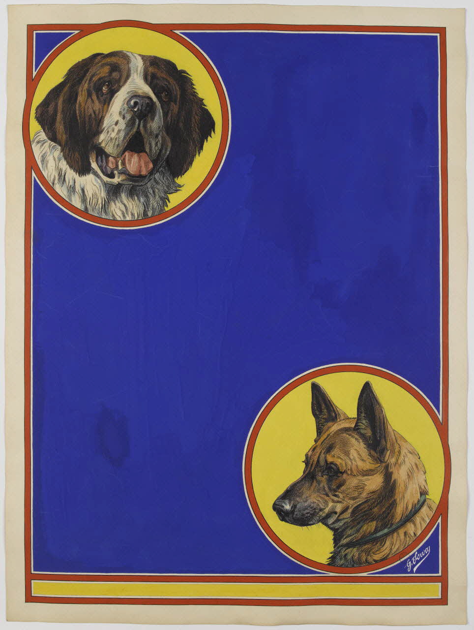 Gustave Soury dessin Tête de chien saint-bernard et de chien berger 1944-1954 1967.116.742 Photo RMN-Grand Palais (Mucem)
