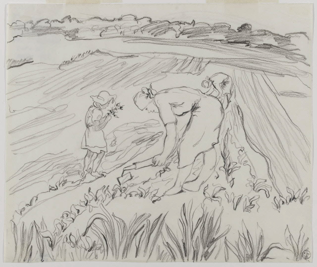 André Jordan dessin Bretonnes employées aux travaux saisonniers Le Val-Saint-Germain 1943 1943.3.49  Photo RMN-Grand Palais (Mucem)