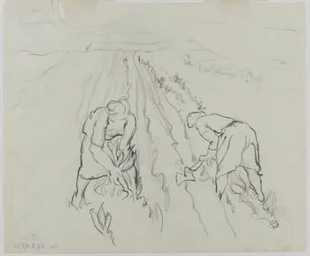 André Jordan dessin Bretonnes employées aux travaux saisonniers au Val-Saint-Germain Le Val-Saint-Germain 1943 1943.3.66  Photo RMN-Grand Palais (Mucem)