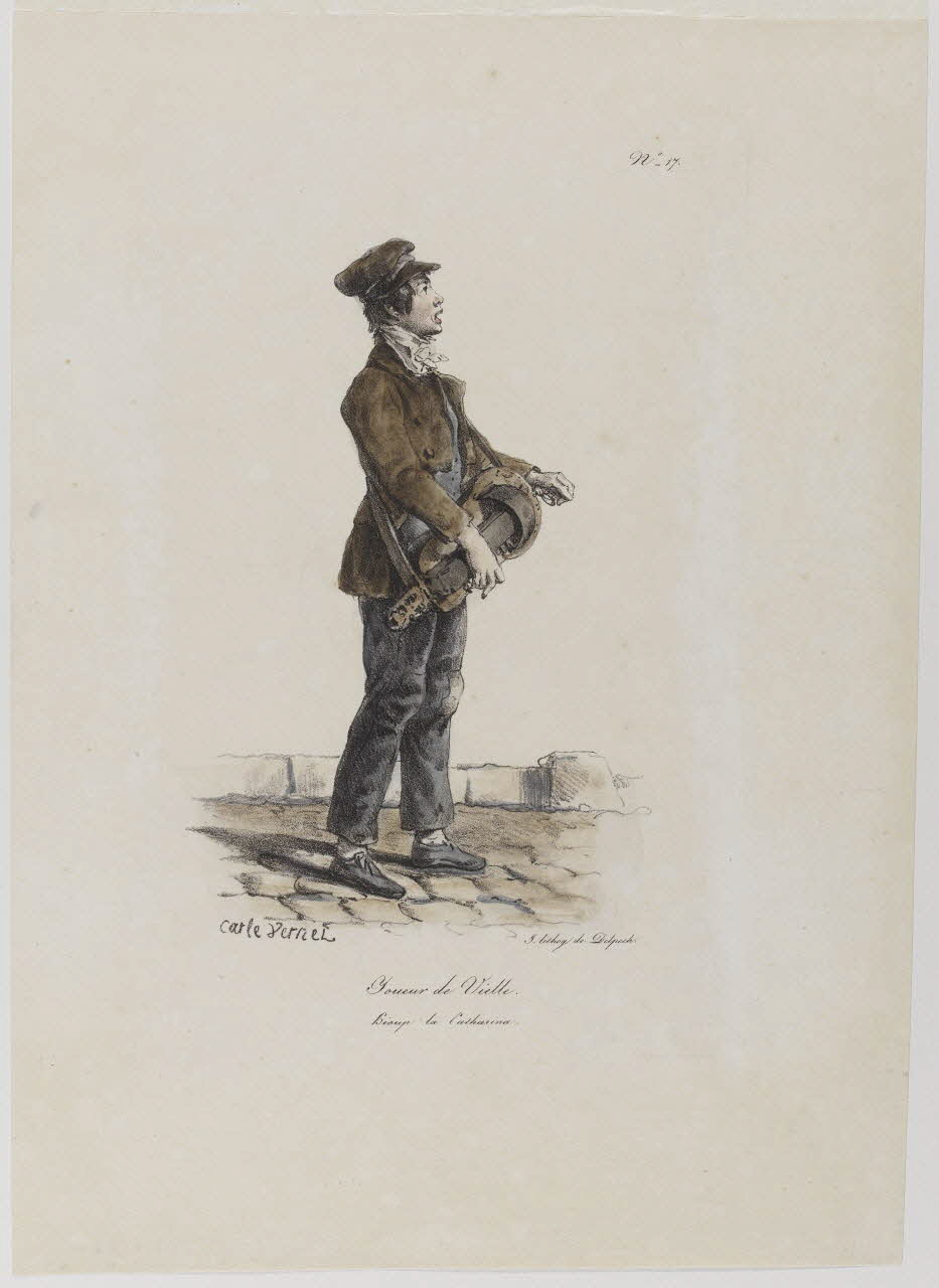 Carle Vernet ; François Delpech estampe JOUEUR DE VIELLE 1825-1835 1944.21.12 Photo RMN-Grand Palais (Mucem)