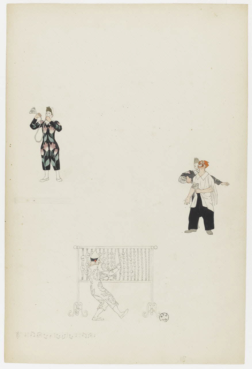 dessin Numéro de cirque : clowns musiciens 1962.67.153 Photo RMN-Grand Palais (Mucem)
