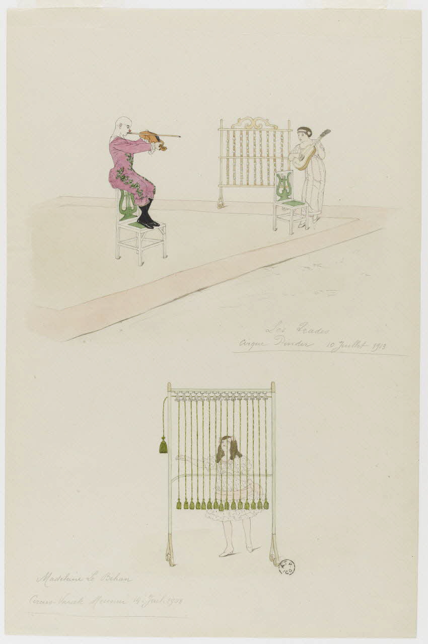 Marthe Vesque ; Juliette Vesque dessin Les Trades  cirque Pinder  Madeleine Le Bihan  Circus Variété Meunier Paris 1908 1962.67.154 Photo RMN-Grand Palais (Mucem)