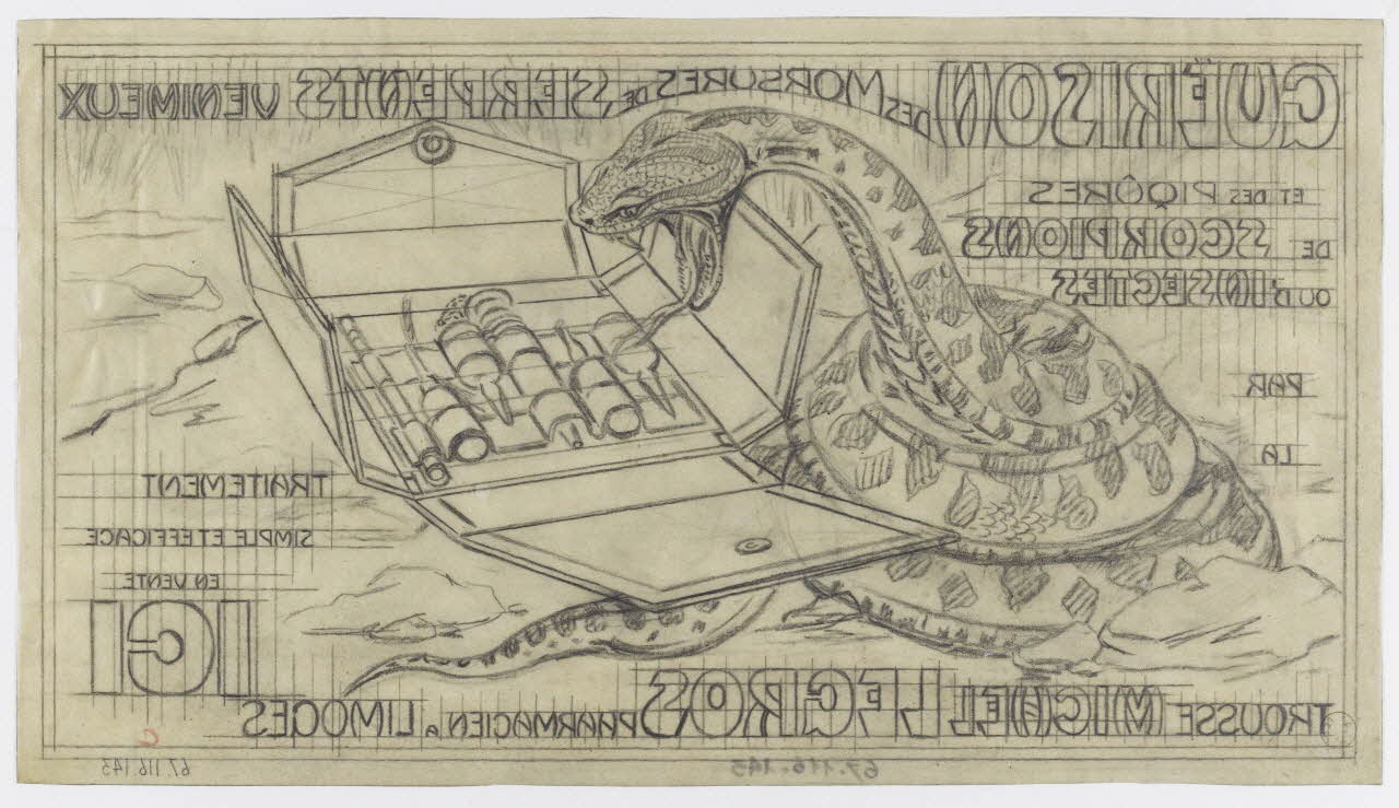 Gustave Soury dessin Guérison des morsures de serpents venimeux 1966 1967.116.143 Photo RMN-Grand Palais (Mucem)