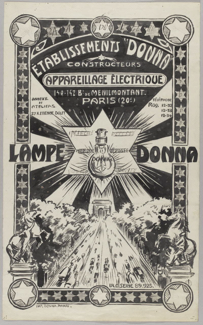 Gustave Soury dessin ETABLISSEMENTS "DONNA"  APPAREILLAGE ELECTRIQUE 1925-1935 1967.116.146 Photo RMN-Grand Palais (Mucem)