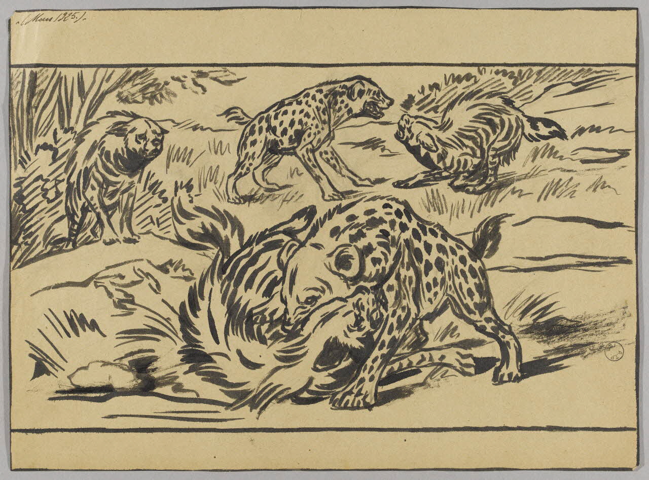 Gustave Soury ensemble (2) Rencontre entre hyènes tachetées et rayées 1925 1967.116.192 Photo RMN-Grand Palais (Mucem)