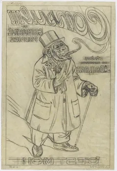 Gustave Soury dessin Projet d'affiche (?) : chimpanzé deguisé 1925 1967.116.581  Photo RMN-Grand Palais (Mucem)
