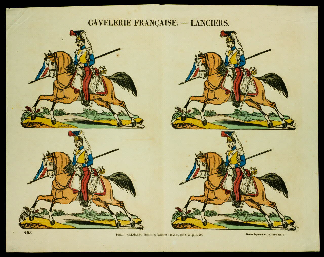 Charles-Eugène Glémarec ; Jean-Baptiste Gros à compartiments (2x2) CAVALERIE FRANCAISE. - LANCIERS. Paris 1858-1860 1953.86.1807 Photo
