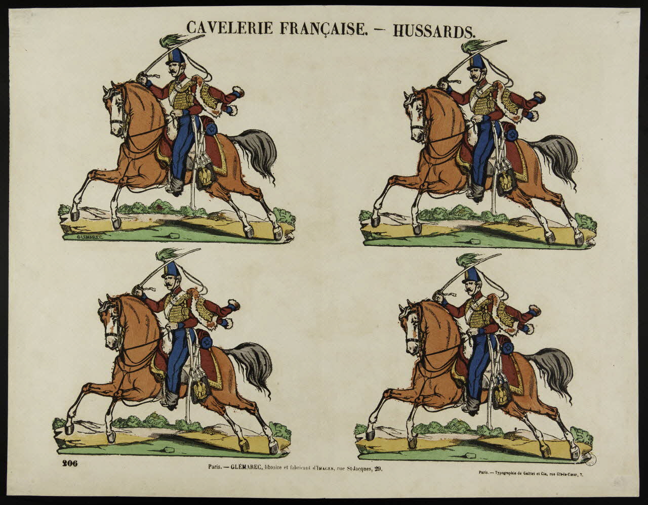 Gaittet et Cie ; Charles-Eugène Glémarec à compartiments (2x2) CAVELERIE FRANCAISE. - HUSSARDS. Paris 1858-1860 1953.86.1808 Photo