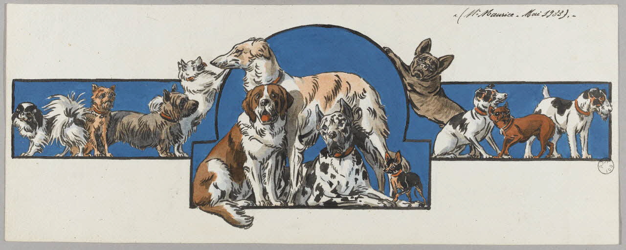 Gustave Soury dessin Projet de publicité (?) pour le chenil de la Maison Blanche 1933 1967.116.716 Photo RMN-Grand Palais (Mucem)