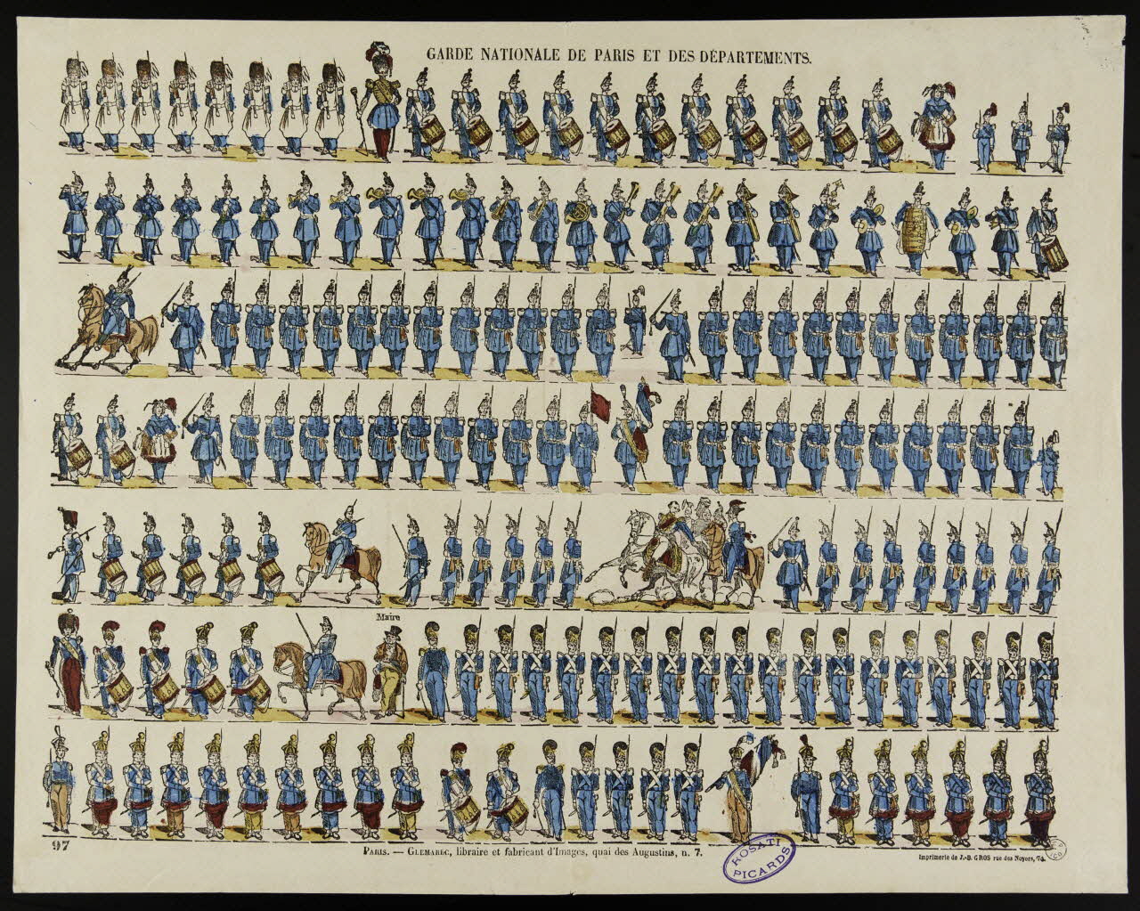 Charles-Eugène Glémarec ; Jean-Baptiste Gros à registres (7) GARDE NATIONALE DE PARIS ET DES DEPARTEMENTS. Paris 1849-1858 1953.86.1817 Photo