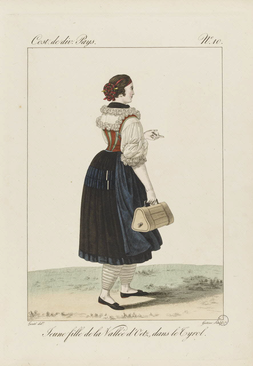 Louis-Marie Lanté ; Georges-Jacques Gatine estampe Jeune Fille de la Vallée d'Oetz, dans le Tyrol. 1827 2005.14.10 Photo RMN-Grand Palais (Mucem)