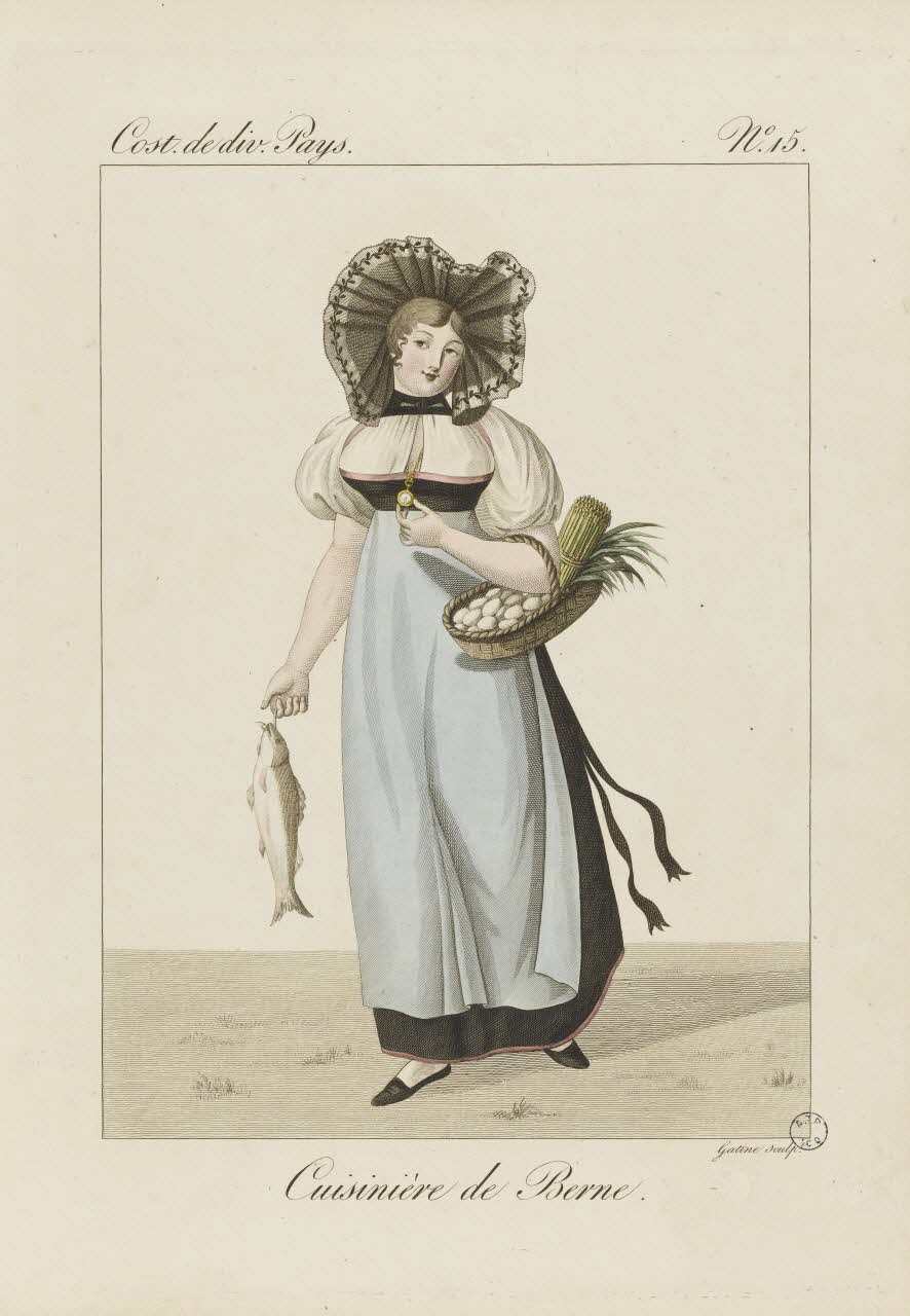 Louis-Marie Lanté ; Georges-Jacques Gatine estampe Cuisinière de Berne. 1827 2005.14.15 Photo RMN-Grand Palais (Mucem)