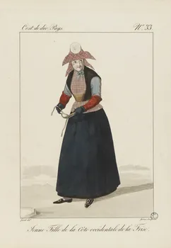 Louis-Marie Lanté ; Georges-Jacques Gatine estampe Jeune Fille de la côte Occidentale de la Frise. 1827 2005.14.33 Photo RMN-Grand Palais (Mucem)