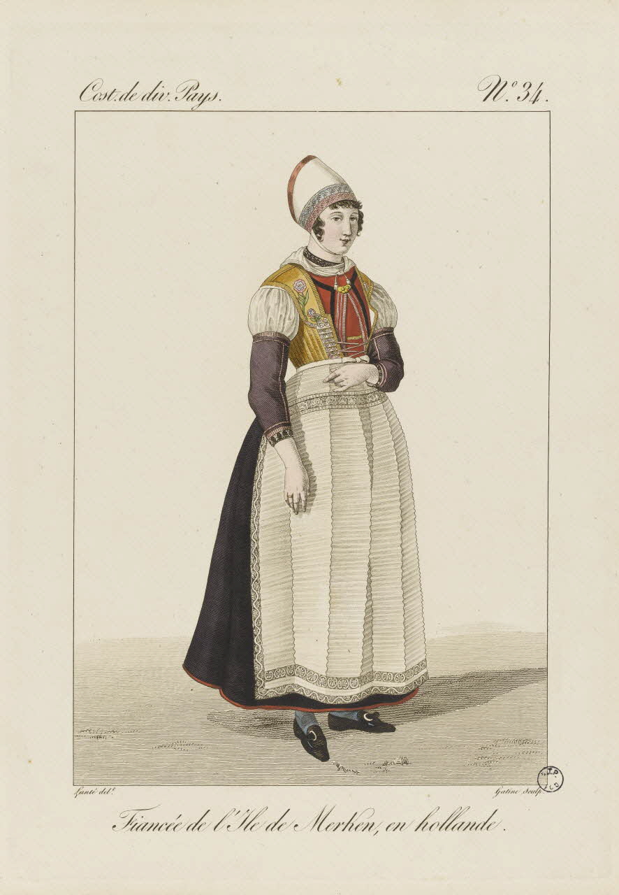 Louis-Marie Lanté ; Georges-Jacques Gatine estampe Fiancée de l'Ile de Merken, en hollande. 1827 2005.14.34 Photo RMN-Grand Palais (Mucem)