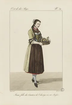 Louis-Marie Lanté ; Georges-Jacques Gatine estampe Jeune fille du Canton de Thurgovie, en Suisse. 1827 2005.14.39 Photo RMN-Grand Palais (Mucem)
