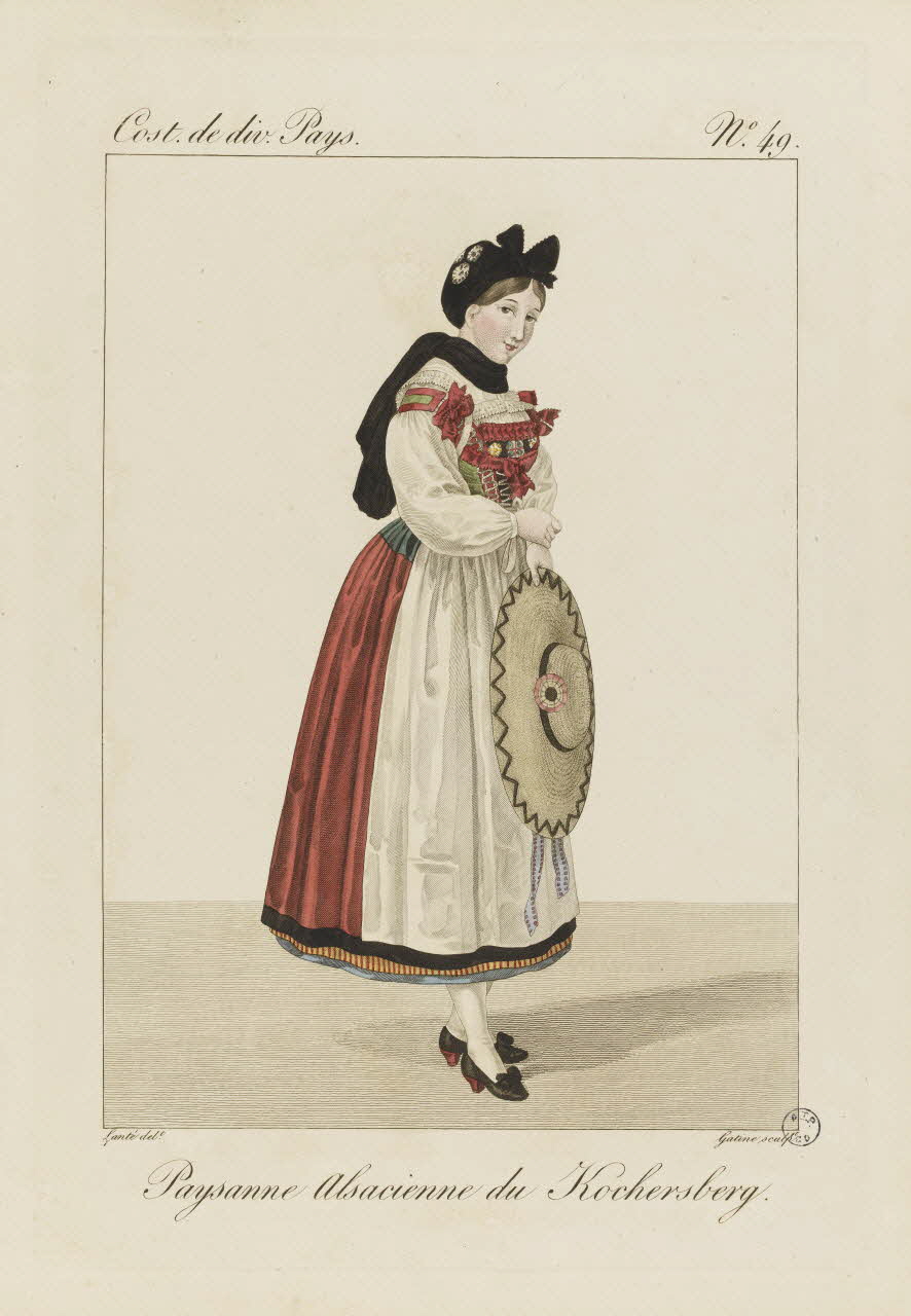 Louis-Marie Lanté ; Georges-Jacques Gatine estampe Paysanne Alsacienne de Kochersberg. 1827 2005.14.49 Photo RMN-Grand Palais (Mucem)