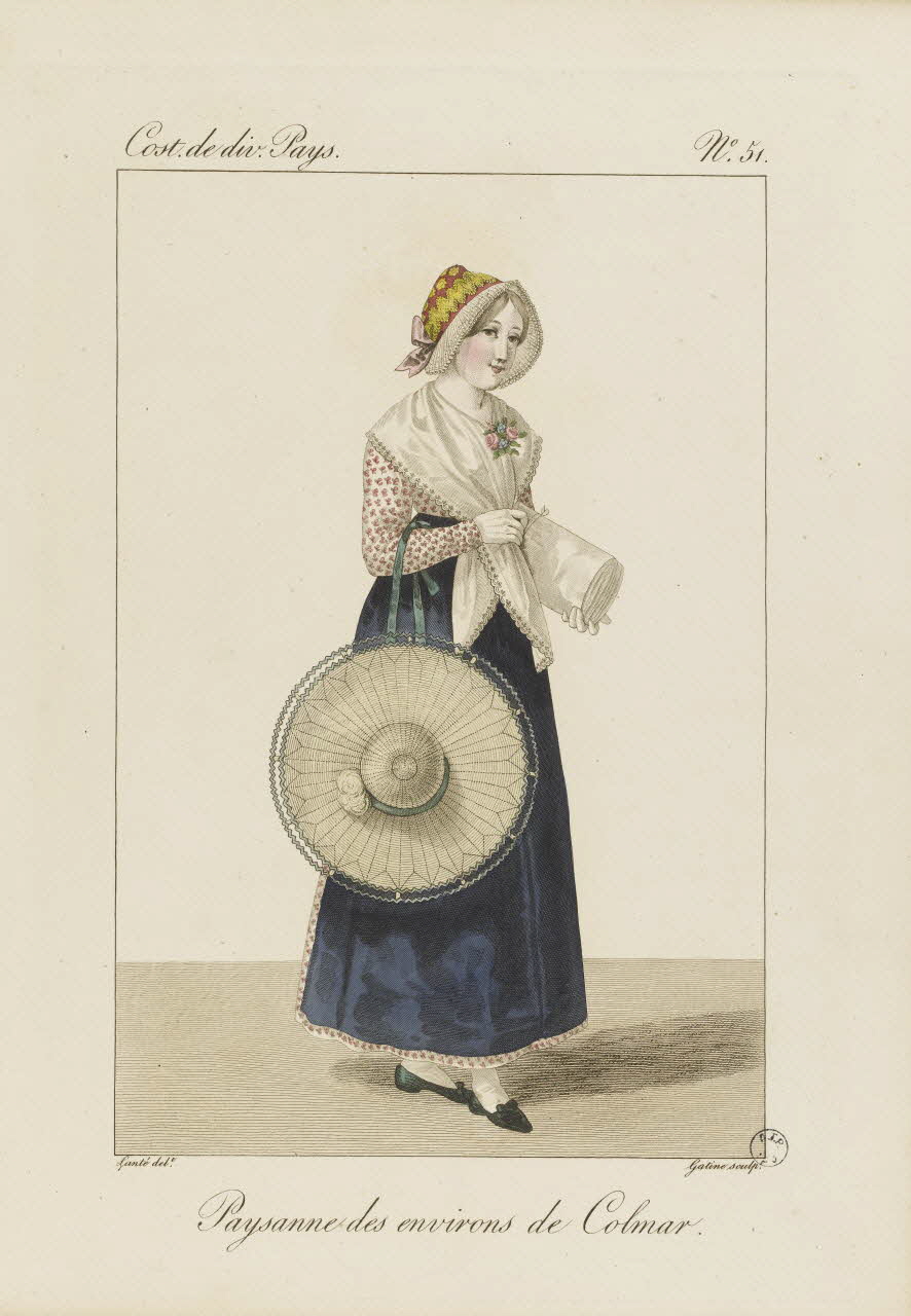 Louis-Marie Lanté ; Georges-Jacques Gatine estampe Paysanne des environs de Colmar. 1827 2005.14.51 Photo RMN-Grand Palais (Mucem)