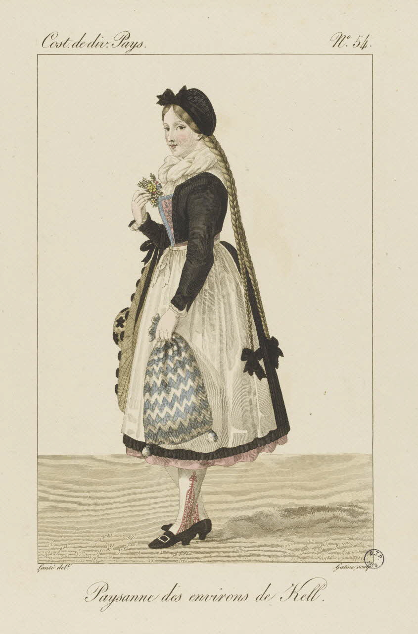 Louis-Marie Lanté ; Georges-Jacques Gatine estampe Paysanne des environs de Kell. 1827 2005.14.54 Photo RMN-Grand Palais (Mucem)